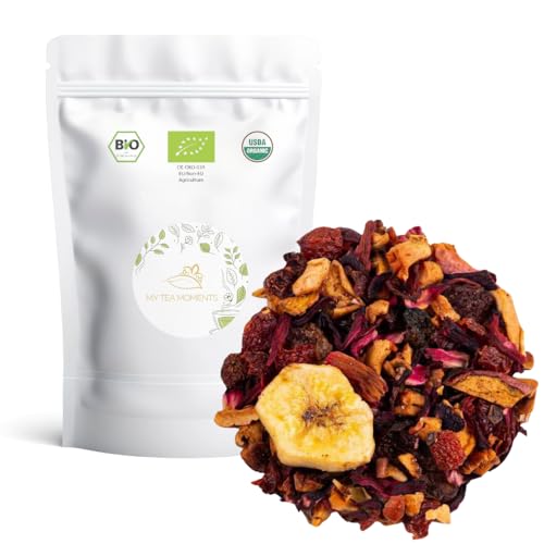 Infusión de Cereza y Plátano a Granel 100 Gramos - My Tea Moments - Cultivo Sostenible - Ingredientes Naturales: Cereza, Escaramujo, Hibisco, Manzana, Miel, Plátano, Uva Pasa.