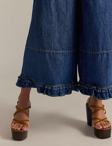 Womens Cotton Wide Leg Jeans High Waisted Baggy Denim Pants with Pockets4