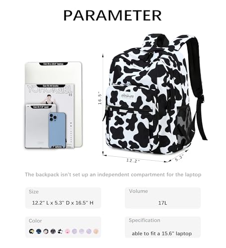 Image of abshoo Classical Basic Cow Print Womens School Backpack For College Teen Girls Water Resistant Bookbag (Cow)