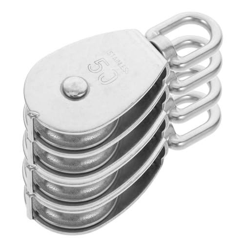 Zerodeko 4pcs Lifting Pulley Steel Roller Wheel Heavy Duty Wire Rope Pulley System Rotating Hook for Gym Attachments Industrial Use