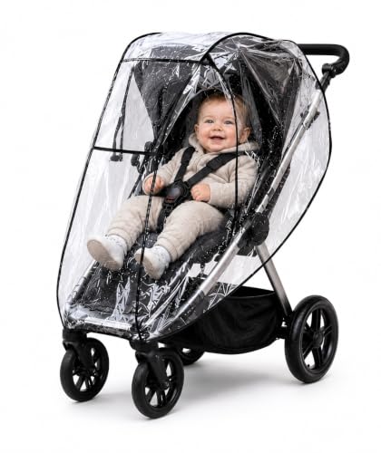 Image of Safe-O-Kid Universal Baby Stroller Rain Cover | Waterproof EVA Stroller Cover | Windproof, Dustproof & Snowproof Weather Shield | Full-Cover Protection for Baby Pram & Stroller | Easy Fit, Travel Friendly - Transparent