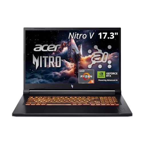 Image of Acer Nitro V 17.3 inch FHD IPS Gaming Laptop ANV17-41-R8ML NVIDIA GeForce RTX 5060 16GB RAM 512GB Storage
