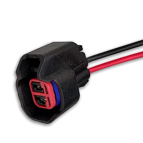 ZKFAR Pack-1 EV6 EV14 Injector Connector with Wire, Standard Motor Products Fuel Injector Connector, Compatible with Most Cars (Black)