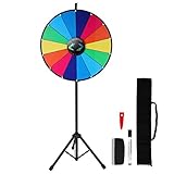 Voilamart 24 Inch Prize Wheel with Folding Tripod Floor Stand Height Adjustable 14 Slots Color Dry Erase Spin Wheel Spinner Game with Dry Erase & Marker Pen for Trade Show Fortune Spinning Game