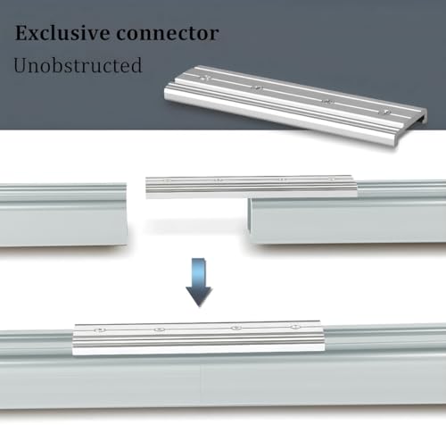 Image of MetDeals Aluminium Deluxe Silent Channel Curtain Track with Connector & Runners & Ceiling Fit,Hook,End Caps, Screw & Wall plug|Curtain Rail System for Home & Office(White Color,5+5 Feet)