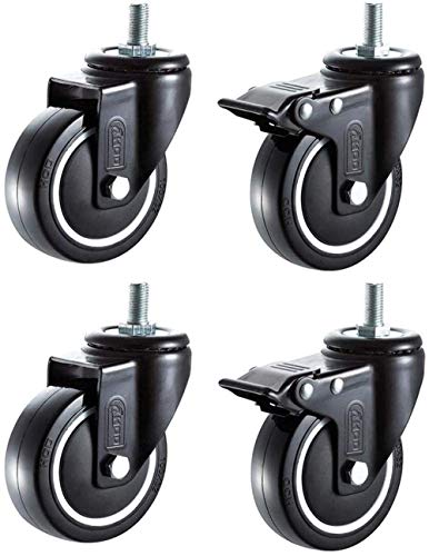 Roulette de transport 400kg industrielle pivotante M12 noire avec double roulement à billes stable
