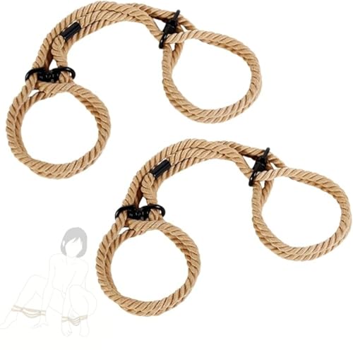 2 esposas de cuerda ajustables de color caqui y grilletes para piernas exóticas