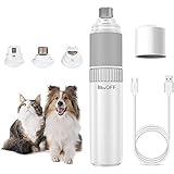 Cortauñas de Uñas Eléctrico para Mascotas Set, PTN Lima de Uñas Eléctrica para Perro Gato, 20-80DB Super Silencioso Cortauñas, Recortador de Uñas de USB, Regulación de Velocidad Continua