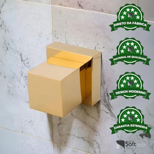 SOFTINOX Kit 10 Acabamentos para Registro Quadrado Gold Brilhante Em Metal Padrão Deca Bases de 1/2