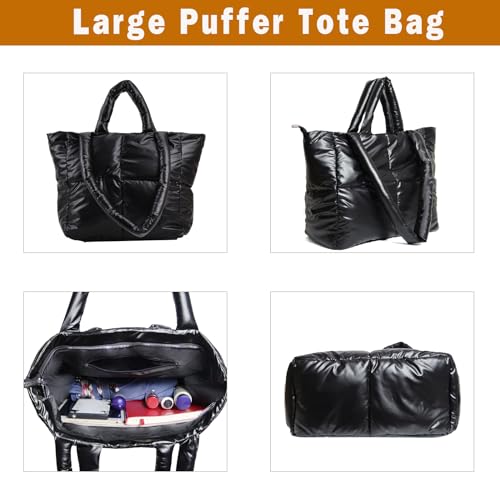 Image of Puffer Hobo Bag for Women Large Quilted Puffy Handbag Lightweight Quilted Carryall Shoulder Bag for Work Travel Gym