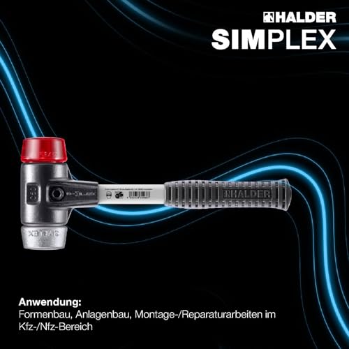 Simplex Hammer Kunststoff   Weichmetall mit verstärktem Tempergussgehäuse und Glasfaserstiel - D=30 mm - 3769030 - Halder