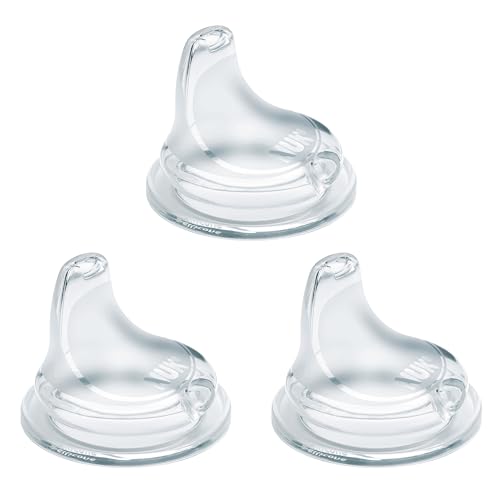 Image of NUK Replacement Silicone Spout for Select NUK Cups, Spill-Proof, Soft Spout, Dishwasher-Safe, BPA-Free, Clear, Pack of 3