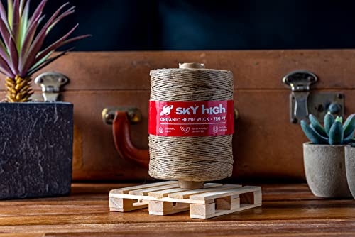 Sky High 100% Organic European Hemp Wick With Natural Usa Beeswax Coating - Bulk Spool 750Ft X 1Mm Standard Size #TOP3
