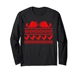 adornos de navidad rojos Lleva este divertido atuendo de árboles de Navidad y dinosaurios con estilo retro de 8 bits durante la temporada de invierno y fiestas de vacaciones Este atuendo con animales de época jurásica muestra la pasión de tus hijos por estas criaturas.