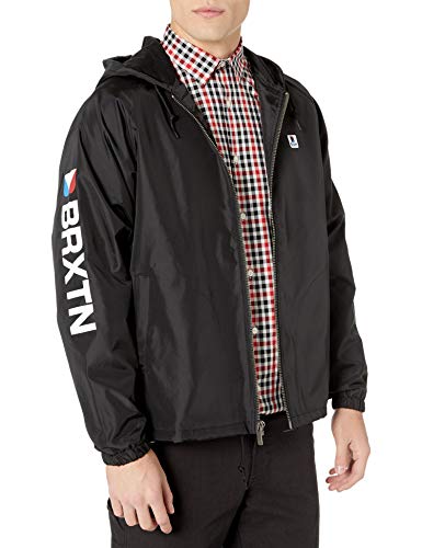 Brixton Men's Claxton STOWELL Standard FIT Hooded Coaches Jacket, Black, XL