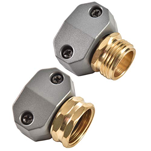Zinc And Aluminum Male And Female Coupling, Fits All 5/8-Inch And 3/4-Inch Garden Hose Repair Fitting, 2 Pack (Male + Female) #TOP1