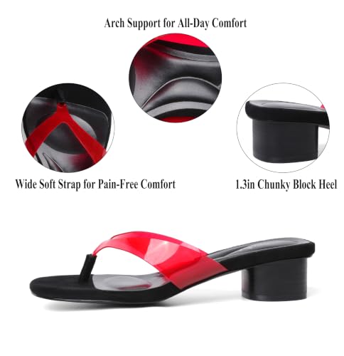 Image of vivianly Women's Suede Low Chunky Block Heel Flip Flops Square Toe Thong Heeled Sandals Casual Slip On Mules for Work Beach Casual Outings