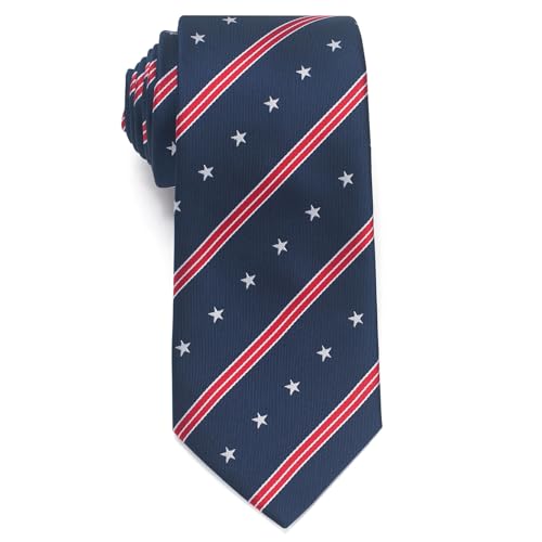 ERDOGLY Mens Ties 3.15 Striped Ties for Men Navy Blue Plaid Woven Jacquard Pattern Tie American Flag Tie Formal Necktie for Business Wedding Party Banquet