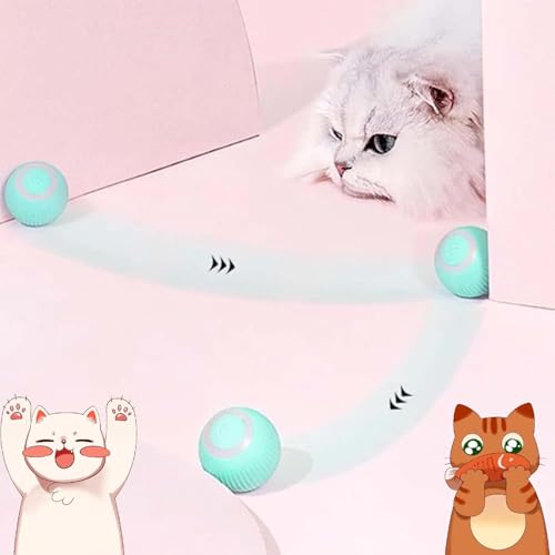 PRETTYLE Balle Chat powerball Wloom, Wloom Cat Ball 2.0, Jouet pour Chat Wloom Power Ball 2.0, Jouet pour Chat Aiveys, Jouet pour Chat Gertar, Jouet à Rouler Smart Ball (Bleu) – vue 2