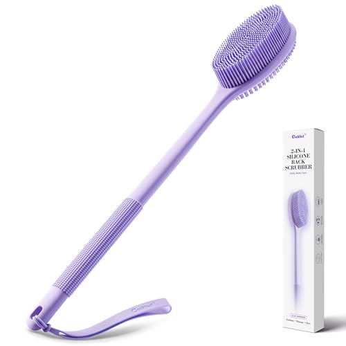 CORATED Silicone Back Scrubber for Shower Exfoliating Body Scrubber with Long Handle 2in1 Body Brush for Women & Men Daily Use Loofah Alternative Bath Accessories