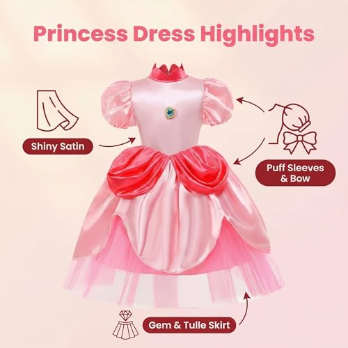 Disfraz de princesa rosa para niñas 7-8 años miniatura 4