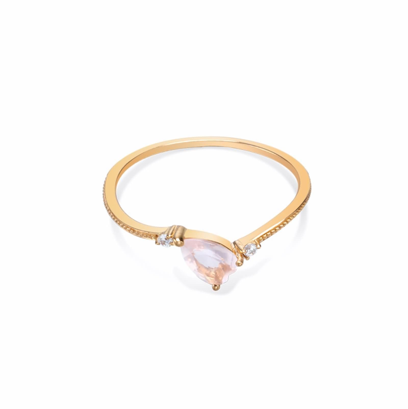 Beydodo Anillos de Boda Oro Rosa de 9 14 18 Kilates para Mujer con Corazón con Cristal y Moissanita, Anillos de Compromiso para Mujer Oro Rosa