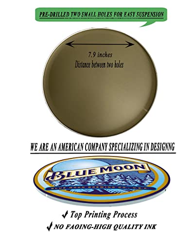 Blue Moon Beer Vintage Style Round Tin Sign, Retro Lightweight Aluminum Metal Round Tin Signs Decor Wall Art Posters Gifts For Door Plaque Home Bars Clubs Cafes, 12X12 Inch #TOP2