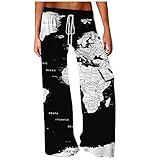 Damen-Yoga-Hose mit weitem Bein, bedruckt, lockerer Digitaldruck, I69, Schwarz , 4X-Large
