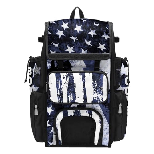 Boombah Superpack Bat Bag - Backpack Version (no wheels) - Holds 4 Bats - USA Stars & Stripes Black Ops Black/White