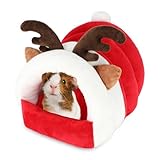 Midollarle Christmas Guinea Pig Bed - Cute Elk-Shaped Hamster Hideout with Warm Bed. Unique Small Animal House & Gift for Christmas