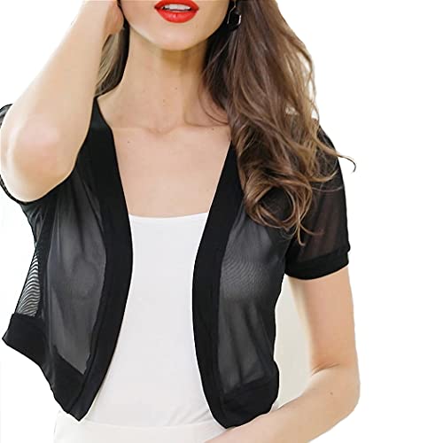Malarocoby Fashion Women Chiffon Bolero Shrug Jacket Cardigan Dress Shawl Black #TOP21