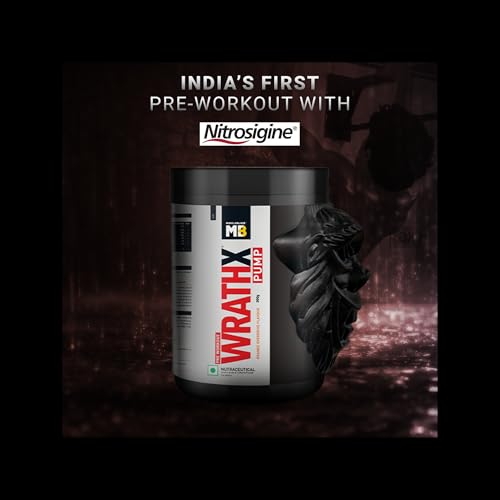 Image of MuscleBlaze Pre Workout WrathX PUMP with Nitrosigine & L-Citrulline (Orange Overdrive, 30 Servings, 300g)