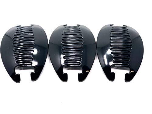 3 set Banana Clip Hair Clincher Interlocking Two Sided Hair Comb(Black).