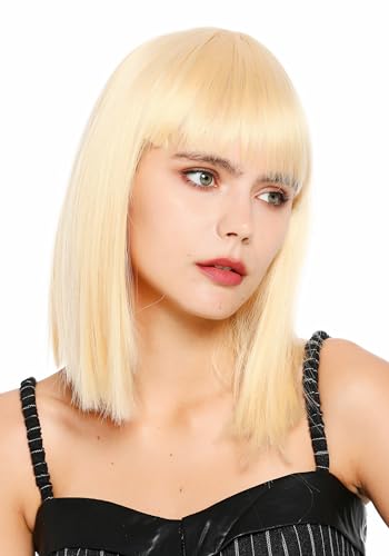 WIG ME UP - 91560-2-DHT0935 Perruque de déguisement pour femme, longueur aux épaules, coupe au carré, frange droite, blonde