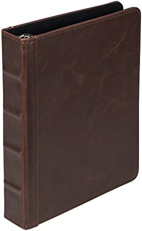 Samsill Vintage Hardback Mini 3 Ring Leather Binder, Professional Binder Organizer, Planner Binder, 1 Inch 3 Ring Binder, Mini Binders 5.5 x 8.5 Three Ring, No Zipper, Faux Brown Leather
