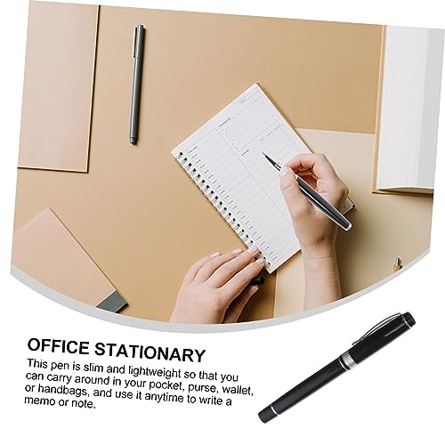 Bolígrafo de firma negro contra pérdidas con estuche de metal rectangular protector 3