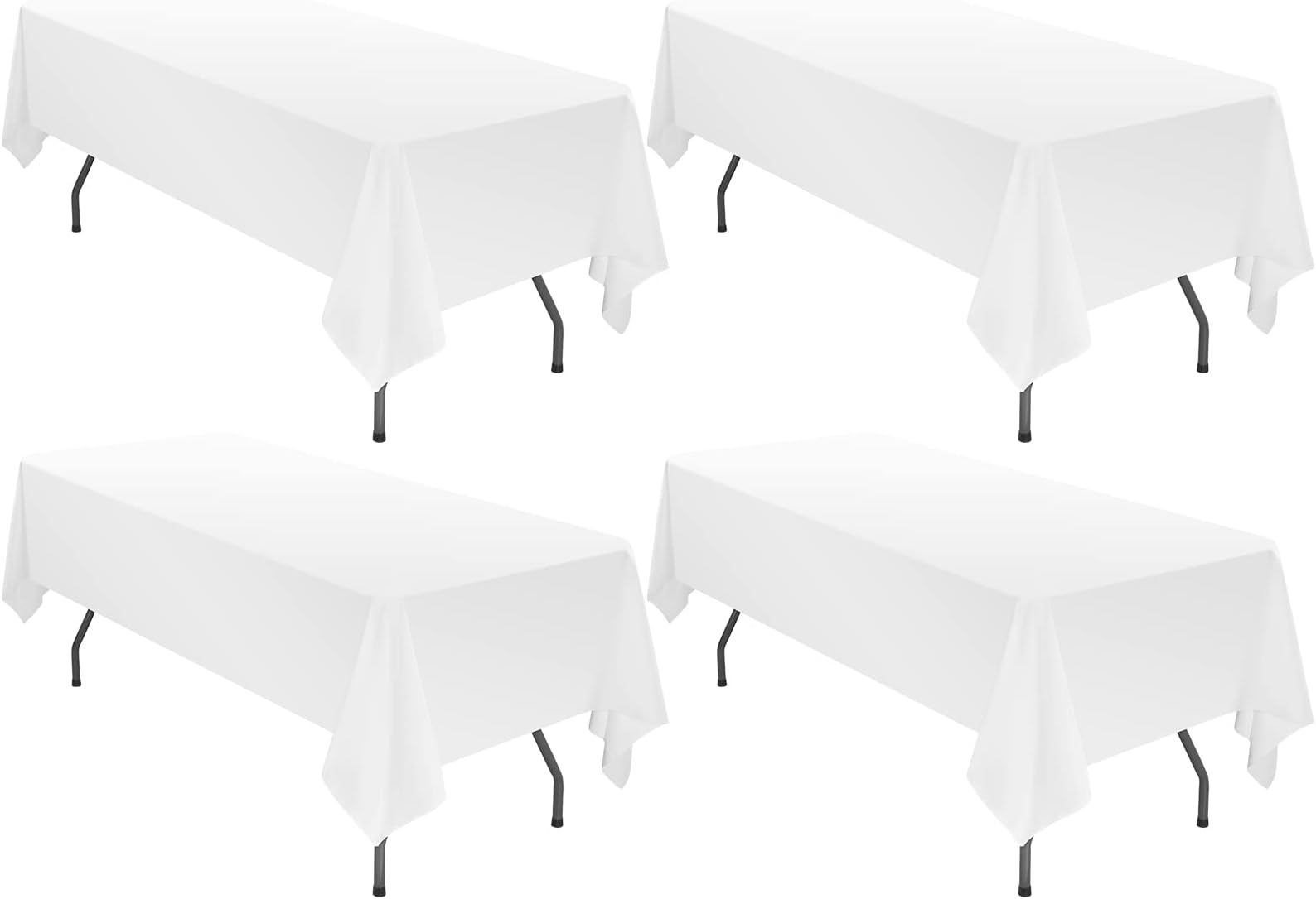 4 Pack 60 x 102 Inch Tablecloth, White Tablecloth for 6 Feet Rectangle Tables, Stain and Wrinkle Resistant Washable Fabric Table Cloth for Wedding Party Dining Table Buffet Parties and Camping