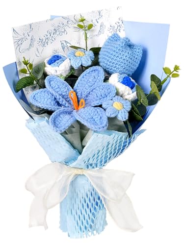 Bouquet di fiori fatto a mano all'uncinetto, composizione a forma di margherita con tulipani e rose, per festa della mamma, festa del papà, laurea, apprezzamento degli insegnanti, regalo di compleanno