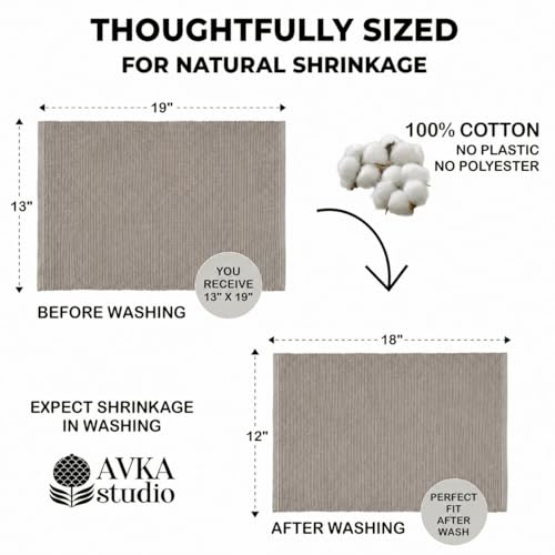 100% Cotton Ribbed Placemats - Set of 8-13 x 19 Inches - Taupe - Everyday Cloth Table Mats - Thick Construction, Washable & Reusable Cloth Place Mats - by AVKA Studio by AVKA Studio - Used condition - Image 2