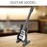 Wooden Miniature Electric Guitar with Stand and Case, Mini Guitar Model Miniature Guitar Ornament for Home Miniature Dollhouse (Black) - Image 6