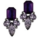 Art Deco - Pendientes de estilo vintage de berenjena oscura, morada, amatista, diamantes de imitación, novia, dama de honor, boda, baile de graduación