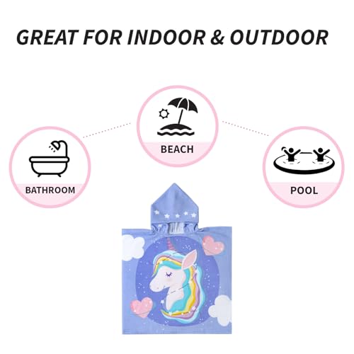 Image of NovForth Kids Beach Towel for Boys Girls, Hooded Bath Towel Wrap, Toddler Pool Towel with Hood