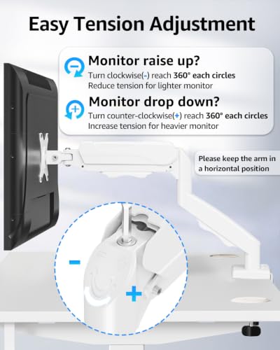 Image of MOUNTUP Dual Monitor Stand for Desk, Monitor Arms for 2 Monitors Max 32 Inches, Height Adjustable Double Monitor Mount, VESA Mount with C-Clamp & Grommet Base, Holds 4.4-17.6lbs, White