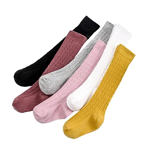 Chtom Calcetines de Rodilla a Rayas Girl KNEADE Calcetines for niñas Otoño Calcetines de Invierno Calcetines de Tubo de Regalo (Color: T Tamaño: M 3To5YEARS) (Color : A, Size : S 1to3 Years)