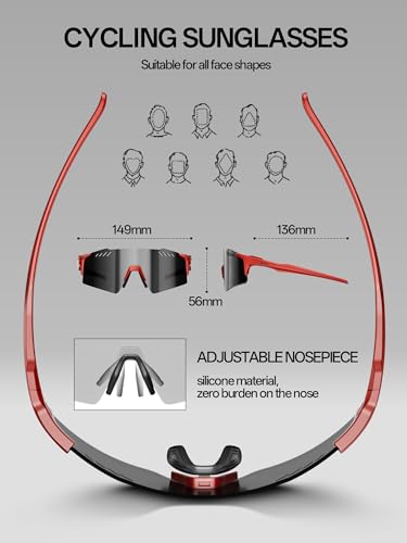 SCVCN Cycling Sunglasses for Men Women, UV400 Sports Sunglasses with HD TAC Lens, 28g Lightweight TR90 Frame, Adjustable Nose Pad & Airflow Vents for Running 09 — view 6