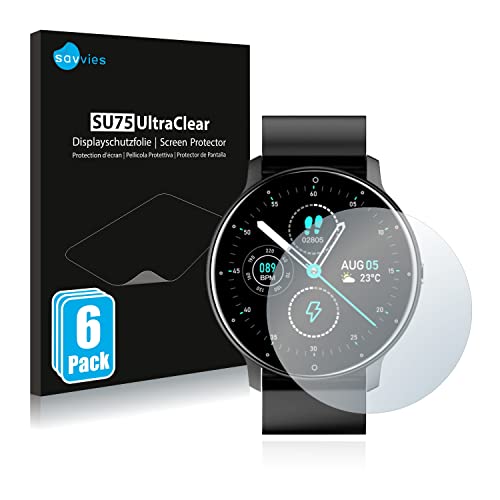 savvies Protector Pantalla Compatible con Lige Smartwatch 1.3" (6 Unidades) Película Ultra Transparente Cover