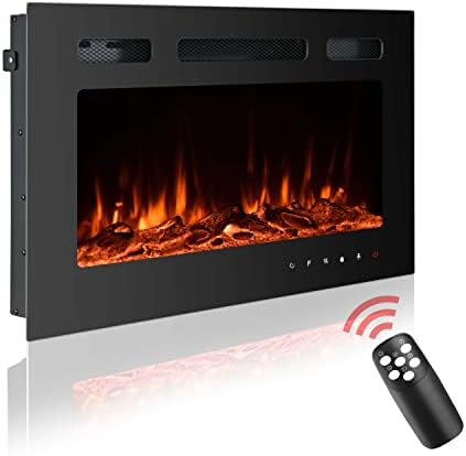 Homajor 30 inch Electric Fireplace Inserts, Electric Fireplace Wall Mounted, Led Fireplace, Recessed Fireplace, 12 Flame Colors, Remote Control w/Timer