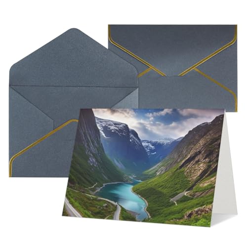 QMNKLET Greetings Cards with Envelopes Norwegian fjords Thinking of You Card 4x6 Blank Note Card All Occasion Greeting Cards for Birthday Baby Shower Congratulations Wedding Thank You Card