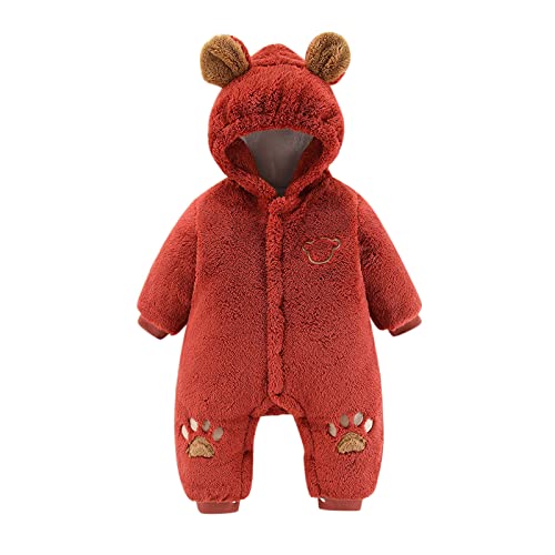 Macaquinho de lã de algodão com capuz para bebês meninas meninos roupas de primavera (vermelho, 18 a