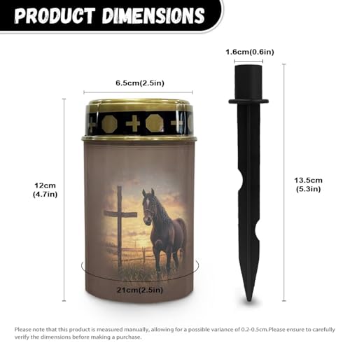 Image of Horse Cross Cross Solar Grave Lights for Cemetery Flameless Solar Powered Light for Prayer Waterproof Cemetery Solar Lights for Grave Cemetery Decor Candle Lamp